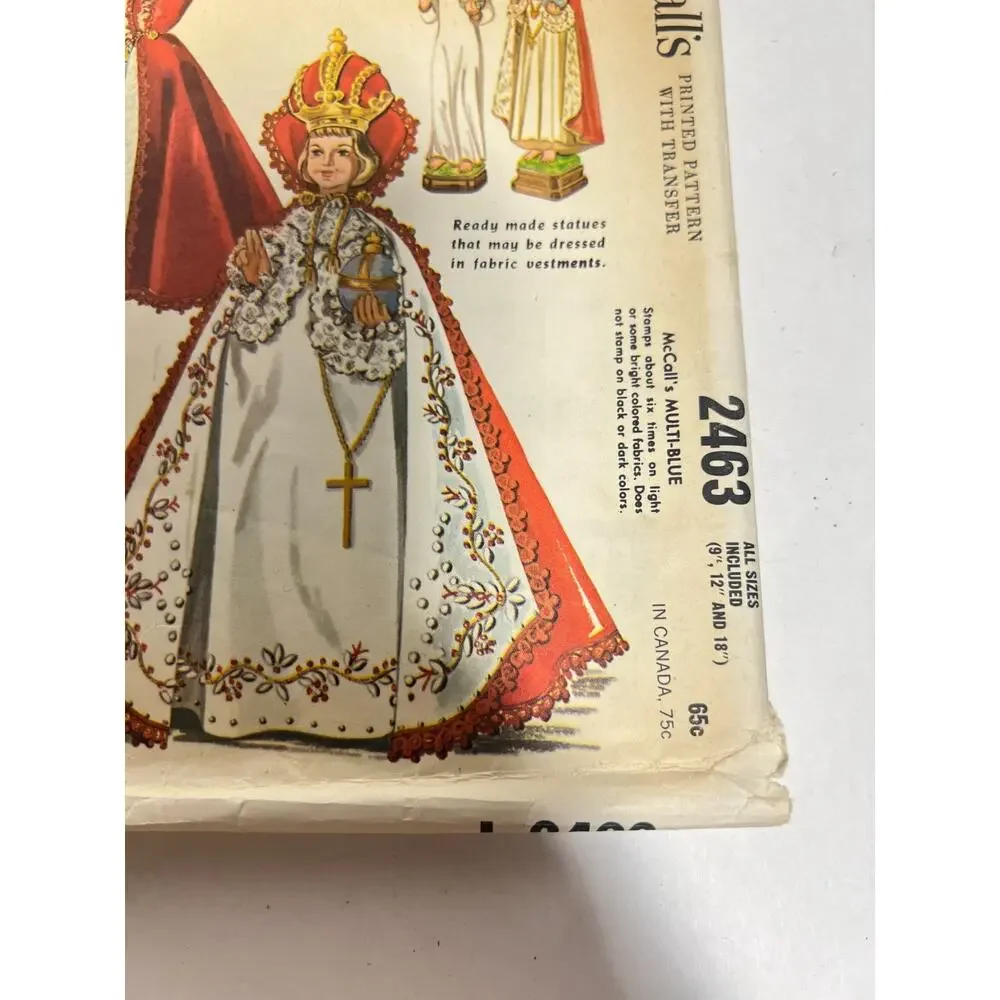 VTG McCall's Pattern 2463 Infant of Prague Vestments Dress Cape UNCUT 9